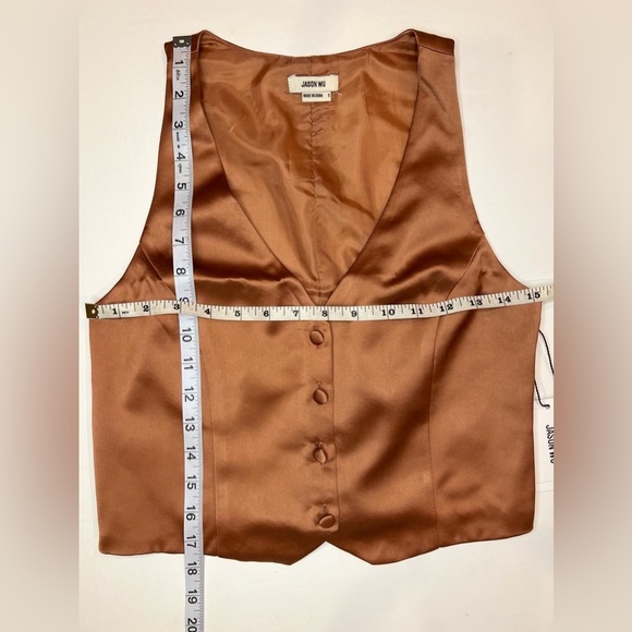 NWT JASON WU V Neck Button Front Lightweight Satin Suit Vest WL765-201-6PA SMALL - Picture 6 of 8